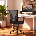 thumbnail image 2 of Office Chair Desk Chair Computer Chair Ergonomic Chair Adjustable Executive Mesh Mid Back with 360 Degree Swivel Wheels Lumbar Support Armrest (Black), 2 of 14