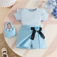 thumbnail image 5 of Zecgelong Toddler Girls Short Sleeve Ribbed Tops T Shirt Floral Skirts Shorts Bag Outfits Toddler Girls Sets Age 9-12 Months, 5 of 5