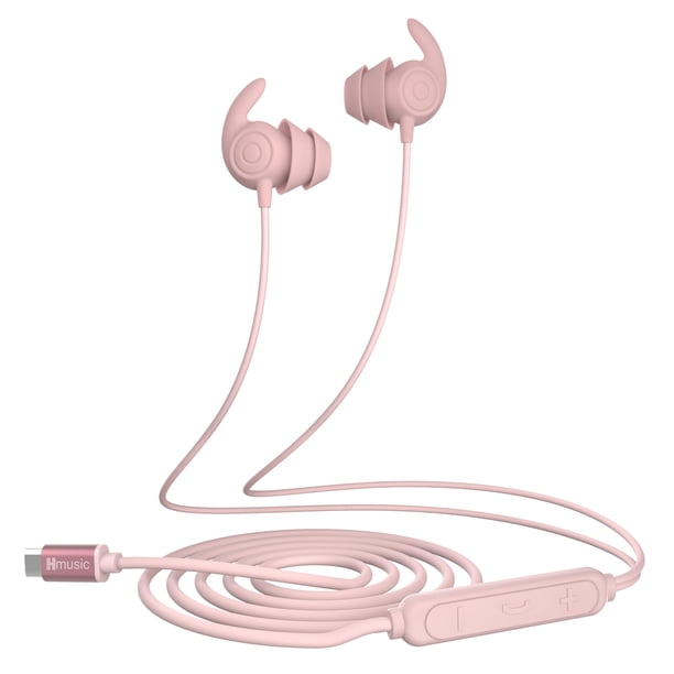 Auriculares Sleep Hmusic Sleep con micrófono, 30 dB, aislamiento de ruido, color rosa