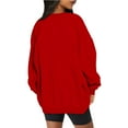 thumbnail image 2 of VANLOFE Women's Solid Color Long Sleeve Sweatshirt Crewneck Sweatshirt for Women Women's Washed Warm Red Sweatshirt 2XL, 2 of 6