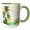Green/White, variant on 3drose, Tropical Surfing Art Vector with Palm Trees, Flowers and Ocean Background, 15oz Two-tone Black Mug