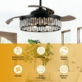 thumbnail image 6 of Parrot Uncle Smart Ceiling Fans with Lights and Remote Control,52 Inch Black Bedroom Ceiling Fan with 3 Retractable Blades Compatible with Alexa, 6 of 14