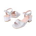 thumbnail image 5 of BOOMNY Girl's Sandals Open Toe Low Heels Sandals for Kids Ankle Strap Glitter Sequins Elegant Wedding Princess Shoes, 5 of 6