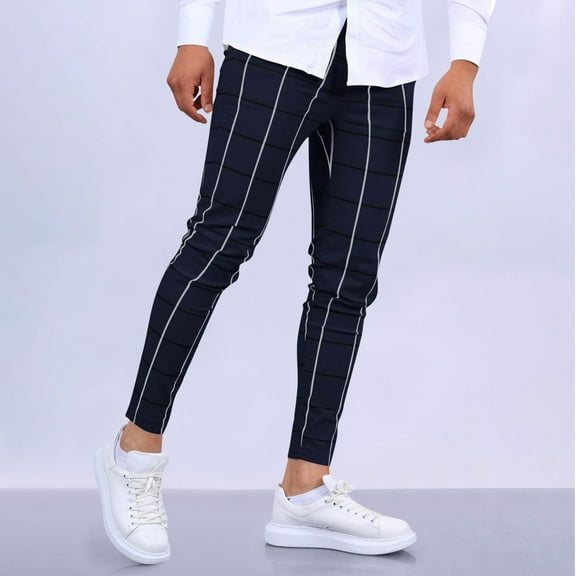 Otvok Mens Summer Straight Leg Daily Thin Casual Business Streak Pants