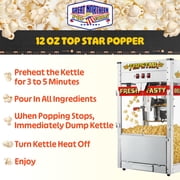 Top Star Popcorn Machine - 12oz Stainless-Steel Kettle, Reject Kernel Tray, Warming Light, and Accessories by Great Northern Popcorn (Red and Yellow)