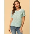 thumbnail image 4 of DARING DIVA Women's Ruffled Bubble Short Sleeve Floral Blouse XL Green, 4 of 6