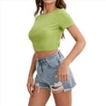 thumbnail image 2 of Tops Cortos de Verano para Mujer, de Corta, Cuello Redondo, Color Liso, de Punto Ajustado, Sin Espalda. Verde XL, 2 of 10