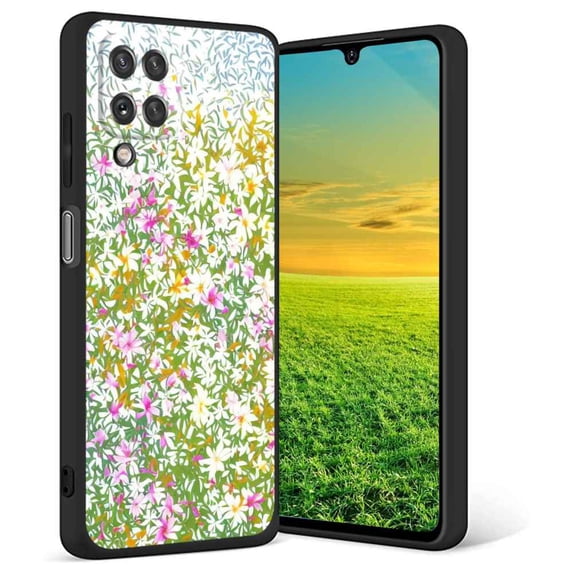 Flowers-Leaves Phone Case, Degined for Samsung Galaxy A12 Case Men Women, Flexible Silicone Shockproof Case for Samsung Galaxy A12