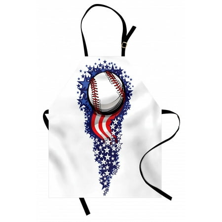 

Sports Apron Stars and Stripes Fireworks Patriot Baseball Celebration Holiday Flag Graphic Unisex Kitchen Bib Apron with Adjustable Neck for Cooking Baking Gardening Purple Red White by Ambesonne