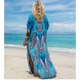thumbnail image 4 of Sunforyou Kafan Dresses for Women Moo Moos Bathing suit Cover up Blue Strip Plus size Caftans Loungewear, 4 of 6