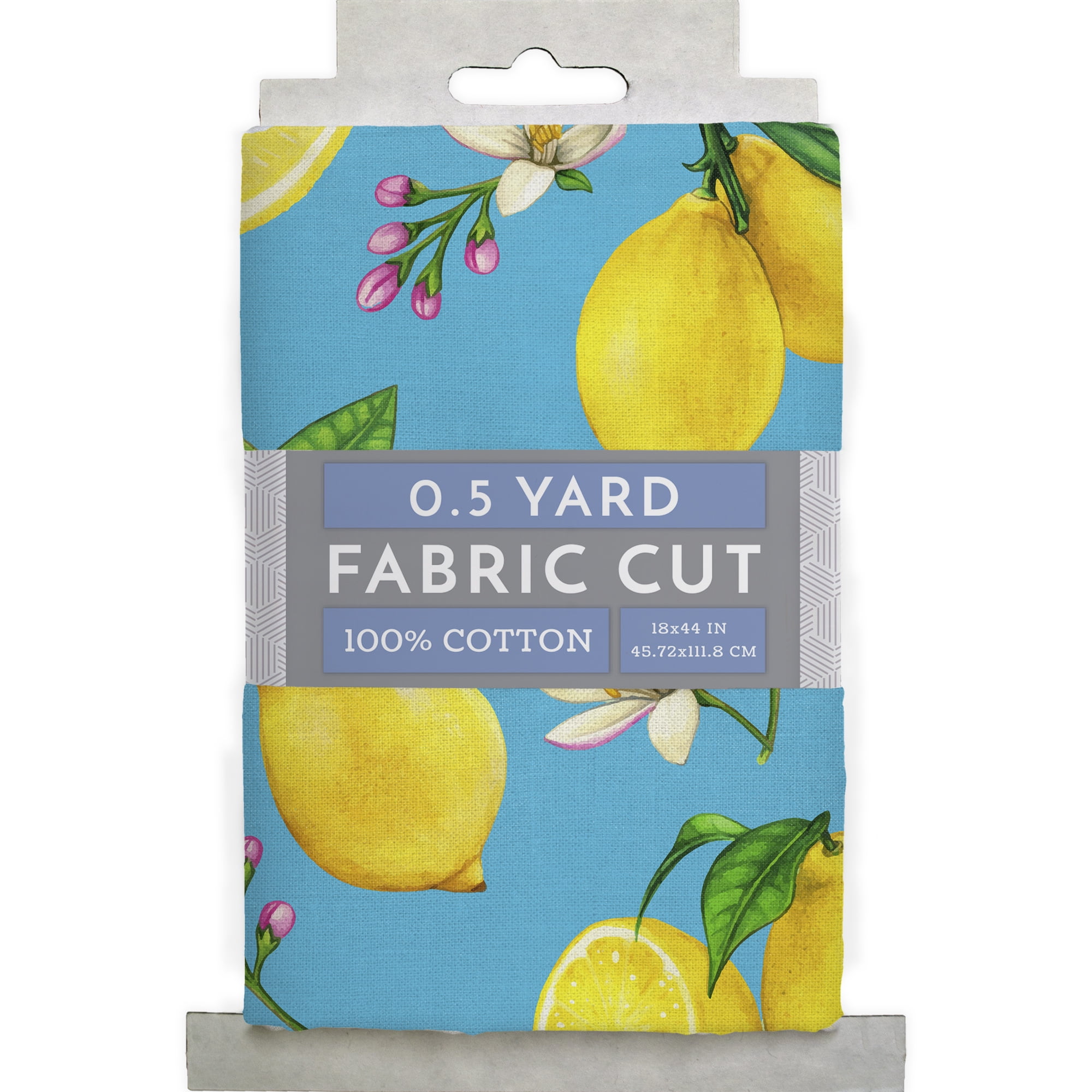 (2 pack) Half-Yard 100% Cotton Lemon Toss, Teal, Yellow, 44" Wide for Quilting & Sewing by David Textiles