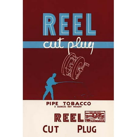 Retail package of pipe tobacco sold under the brand reel and showing the image of a fly fisherman and a reel  The image is to convey the idea of smoking the tobacco is a real mans activity Poster