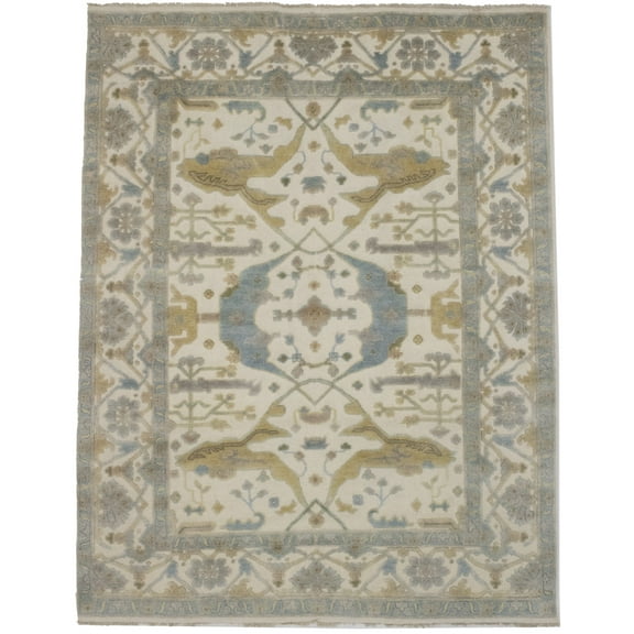 MagicRugs Traditional & Classic Muted Cream Oushak Chobi 9'10 X 7'9 Oriental Area Rug Carpet