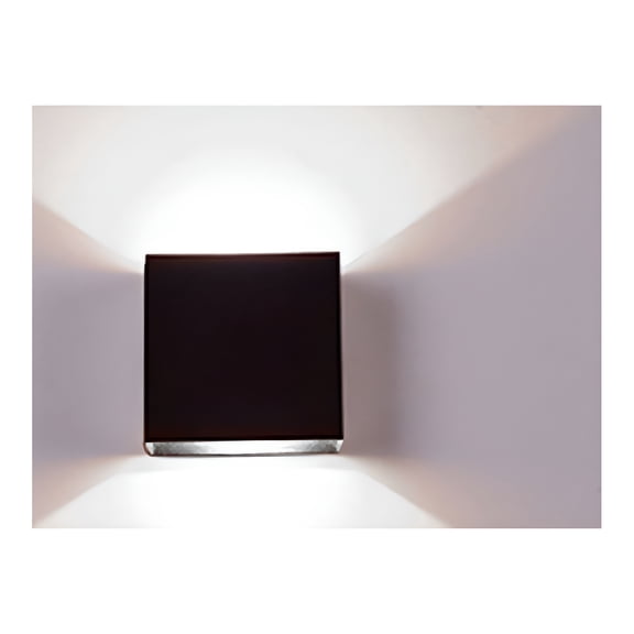 HIBIBUD Modern LED Wall Light Up Down Cube Indoor Outdoor Sconce Lighting Lamp Light (Black Shell,White Light)