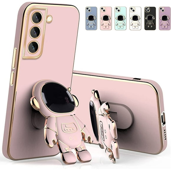 Étui de Protection Cachée Astronaute 6D pour Samsung, Étui avec Support Pliant Astronaute, Étui de Téléphone avec Protecteur de Caméra (Samsung S22 Fleur de Cerisier)