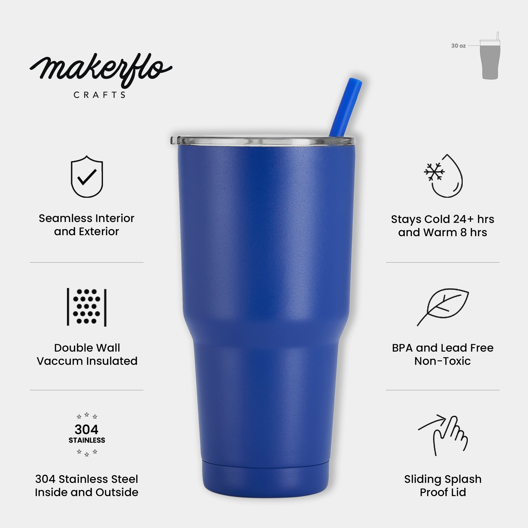  makerflo Hydro Powder Coated Tumbler,Sipper Water