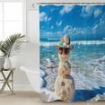 thumbnail image 2 of 60x72 Inch Shower Curtains for Bathroom Coastal Snowman Christmas Fabric Bath Curtain Decor Xmas Beach Sea Nautical Waterproof Restroom Curtains Shower Set Accessories with 12 Hooks 60 Inch, 2 of 6