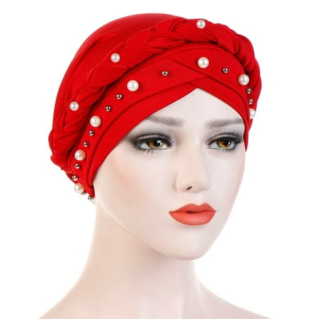 Ruffle Front Cap - Outtop Women Beading India Hat Muslim Ruffle Cancer Chemo Beanie Turban Wrap Cap