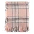 thumbnail image 1 of SARO TH023.P5060 Plaid with Fringe Hem Lightweight Throw  Pink, 1 of 1