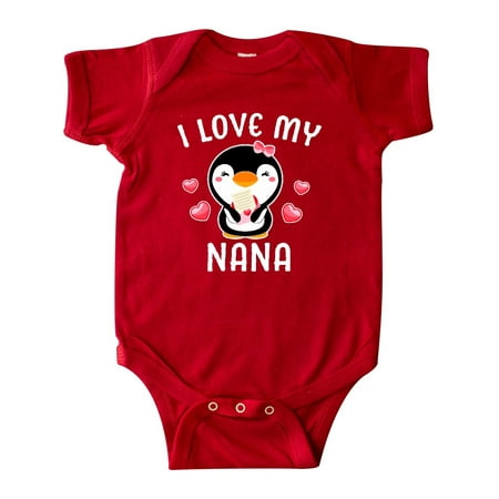 

Inktastic I Love My Nana with Cute Penguin and Hearts Gift Baby Girl Bodysuit