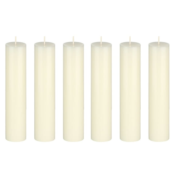 Mega Candles 6 pcs Unscented Ivory Round Pillar Candle, Hand Poured Premium Wax Candles 2 Inch x 9 Inch, Home Décor, Wedding Receptions, Baby Showers, Birthdays, Celebrations, Party Favors & More