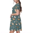 thumbnail image 2 of Fotbe Farm Animal Vestido Largo de Moda para Mujer, Vestido Tipo Camiseta con Manga Corta y Estilo Casual a Rayas y Bloques de Color, 2 of 6
