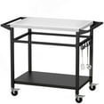 thumbnail image 4 of Outdoor Double-Shelf Grill Cart with Stainless Steel Tabletop, Movable Pizza Oven Grill Table, Outside Cooking and Entertaining, BBQ Cart for Patio, Garden, Backyard, Picnic Accessories,Black, 4 of 7