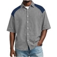 thumbnail image 5 of XuJwPNcy Mens Shirts Lightweight Color Block Button Down Shirts Casual Collared Tops Summer Classic Fit Fashion Clothes, 5 of 7