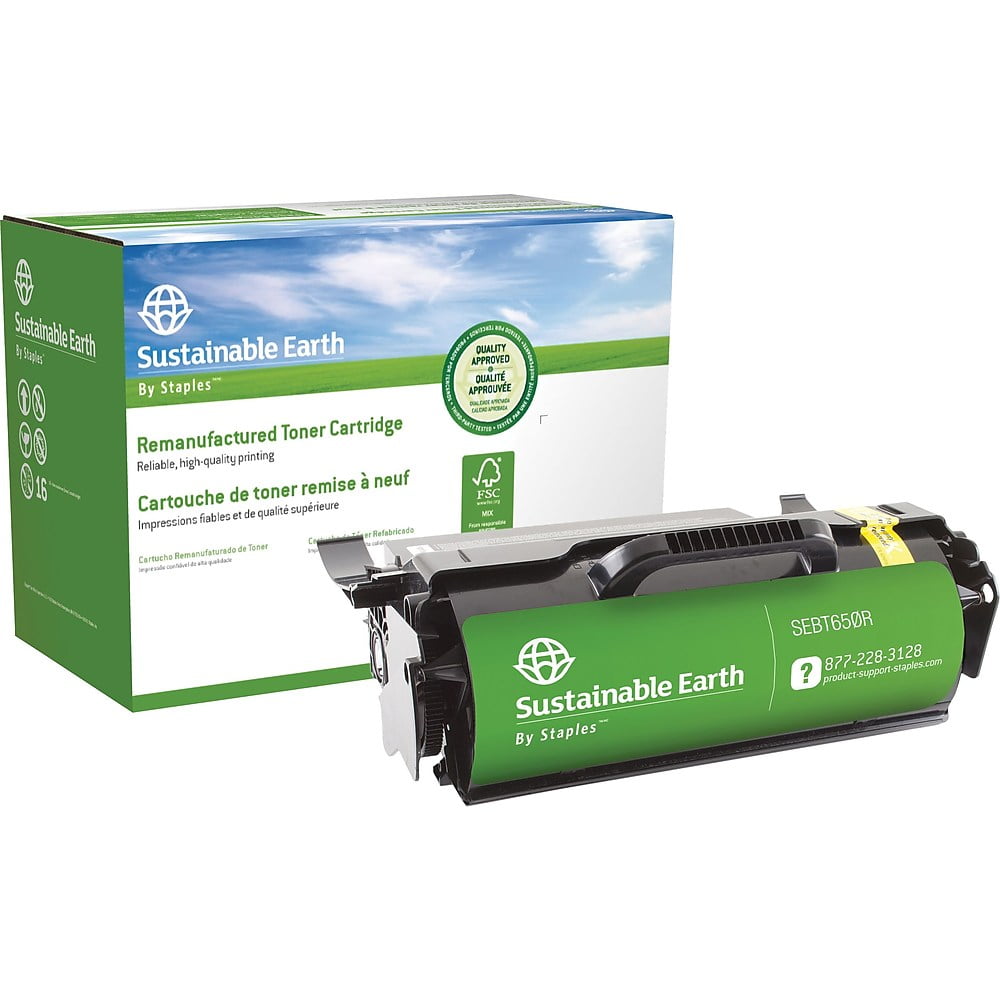 Staples Remanufactured Black Toner Cartridge Lexmark T650 421418
