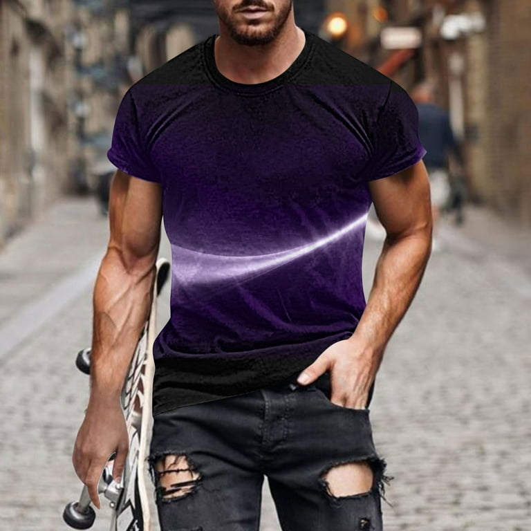 VSSSJ Big And Tall T-Shirt for Men 3D Graphic Printed Urban Stylish Short  Sleeve Shirts Casual Round Neck Lightweight Cozy Breathable Stretchy  Pullover Purple XXXXL 