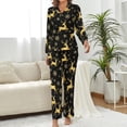 thumbnail image 2 of Top-kevin Womens Pajamas Set Stars Leaves Pattern Soft Long Sleeve Sleepwear Button Down Sets, 2 of 12