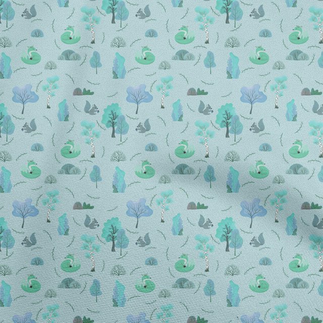 oneOone Tissu Polyester Spandex Bleu Ciel Matériel de Robe d'Automne Tissu Imprimé Tissu au Mètre 56 Pouces de Large