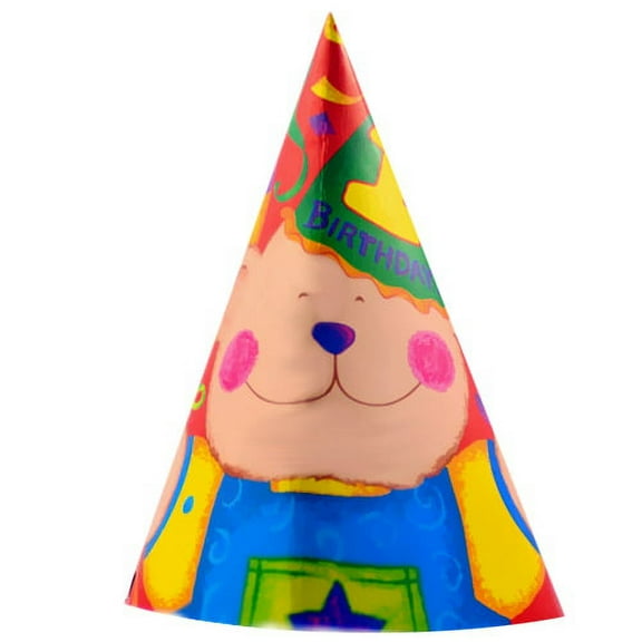 1st Birthday Baby Bear Blue Cone Hats (8ct)