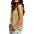 thumbnail image 5 of Atogsazn Women's Summer V Neck Linen Tank Tops Dressy Casual Sleeveless Pleated Front Vest Basic Tunic Tops Khaki M Fashion, 5 of 7