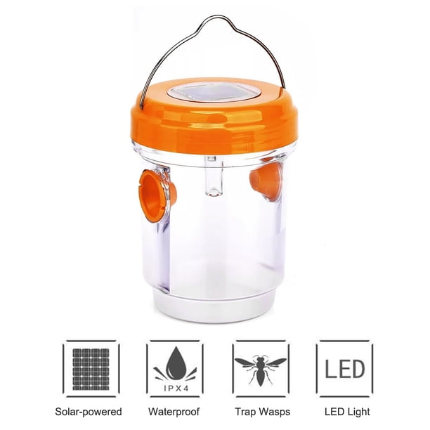 Trampa para insectos Trampa para avispas con energía solar con luz LED UV Mosca de la fruta efectiva y reutilizable