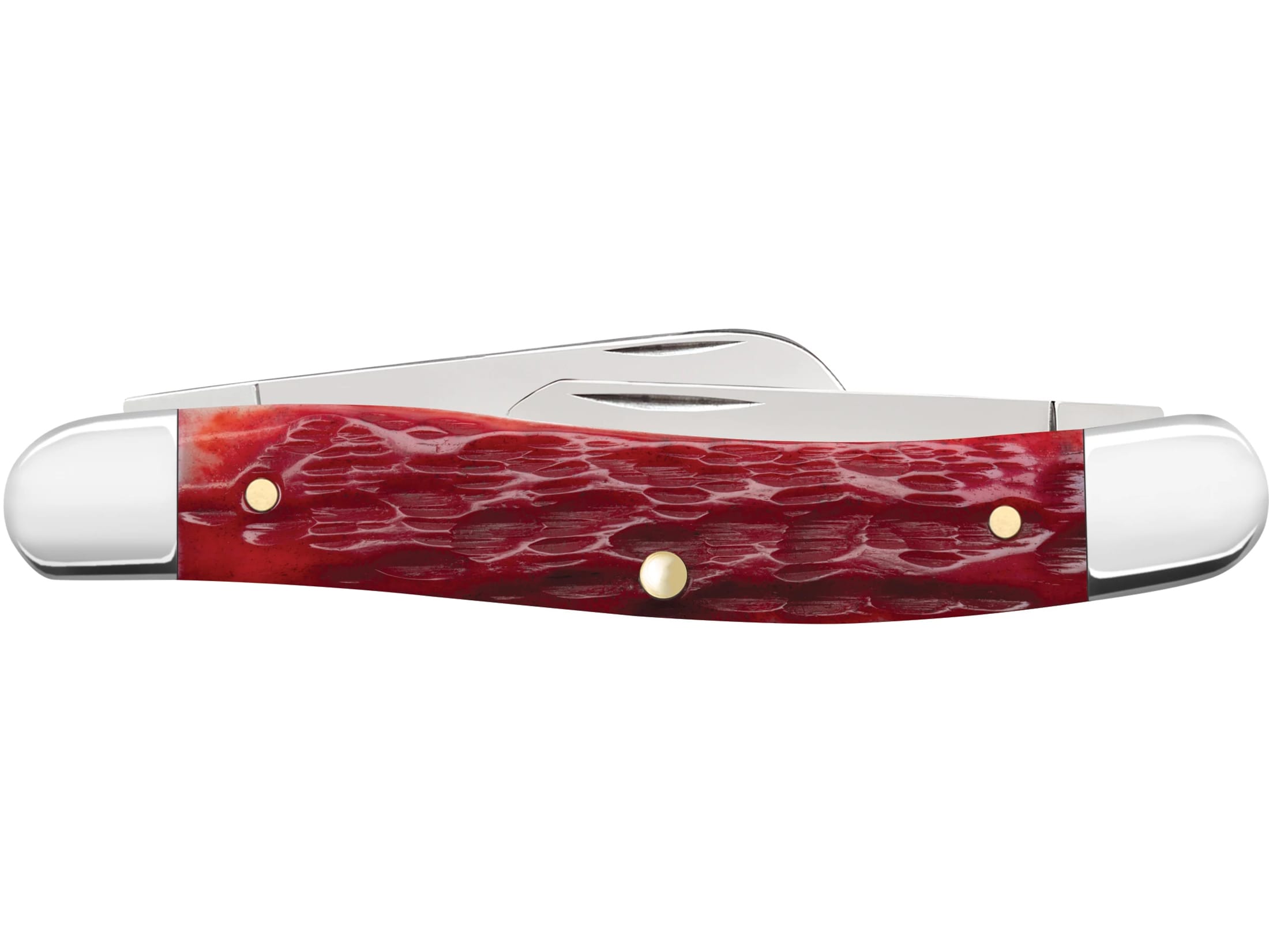 Case Medium Stockman Pocket Knife 2.57" Clip, Sheepfoot, and Pen Carbon Mirror Polished Blade Jigged Bone Handle Dark Red