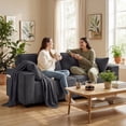 thumbnail image 2 of HOMCOM 86" 3 Seater Sofa, Corduroy Couch with Spring Cushion, Dark Grey, 2 of 10