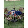 thumbnail image 4 of Outdoor Tablecloth with Umbrella Hole for Patio/Picnic/Party/Camping, 4th of July Waterproof Table Cloth Square Cover Washable, Independence Day Patriotic Flowers Dogs Blue (60"x 60"), 4 of 9