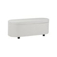 thumbnail image 4 of 49"  Oval Storage Ottoman Bench, Holds up to 500lbs, Modern Velvet Foot Rest Long Stool with Solid Wood Legs, Comfy Upholstered Shoes Bench for Living Room Entryway Bedroom Window Seating, Beige, 4 of 9