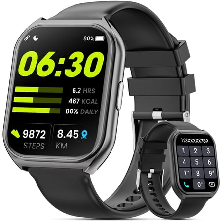 Mingdaln 2025 New 1.85-inch Men Women's Smartwatch with Answer/Make Calls/120+ Sport Modes/Message Reminder, IP68 Waterproof,Fitness Tracker fits for Android iPhone Devices(Black)