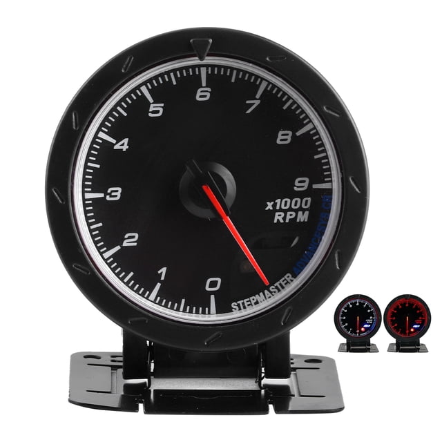 Tachometer Gauge Pointer 0‑9000RPM White/Red LED Light 65mm Dia 12V Auto Instrument