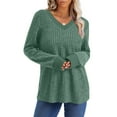 thumbnail image 6 of BLCHUNen Womens Blouses Casual Ribbed Knitted Long Sleeve Sweaters V Neck Pullover Loose Casual Workout Fall Tops, 6 of 6