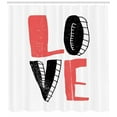thumbnail image 3 of Valentines Days Shower Curtain, Love Typography with Upper Case Letters Simplistic Style, Fabric Bathroom Set with Hooks, 69W X 75L Inches Long, Coral Charcoal Grey and White, by Ambesonne, 3 of 3