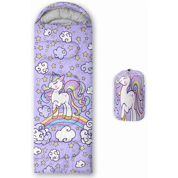 Unicorn Sleeping Bag for Kids – Lightweight Warm Waterproof Portable Sleeping Bag with Compression Sack for Camping Backpacking