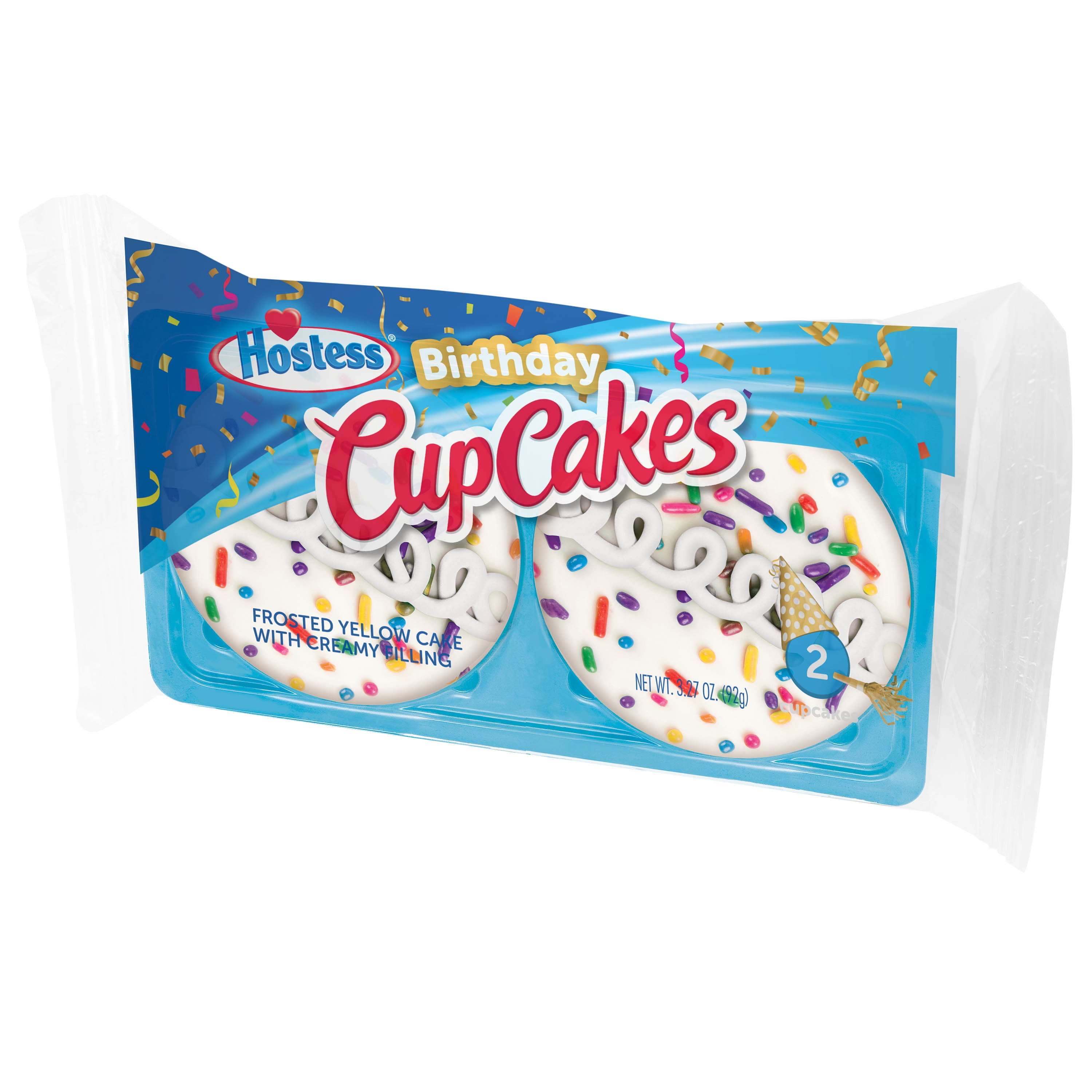 HOSTESS Birthday CupCakes Single Serve, 2 Count, 3.27 oz