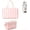 Pink+Beige, variant on Striped Hanging Travel Toiletry Bag, 4-Layer Foldable Cosmetic Organizer with Hanging Hook, Portable Makeup Pouch for Brushes Skincare Travel Accessories
