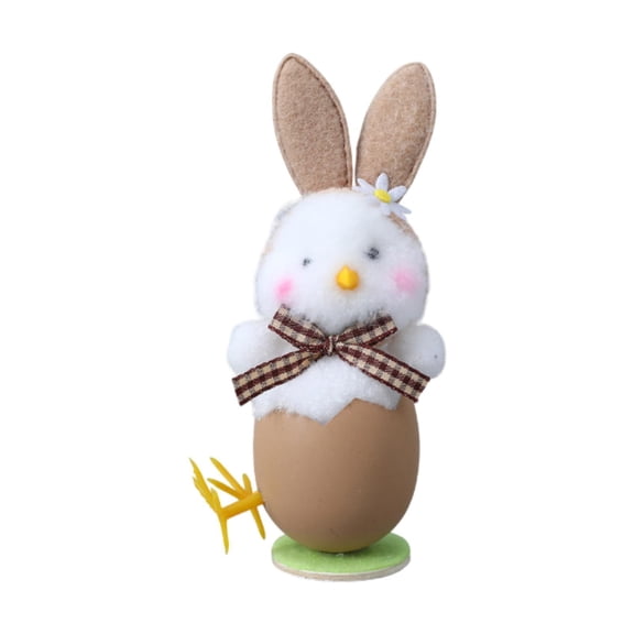 Lazsy Easter Rabbits Ear Chick Desktop Ornament Home Furnishing Kids Gift Cute Holiday White Brown
