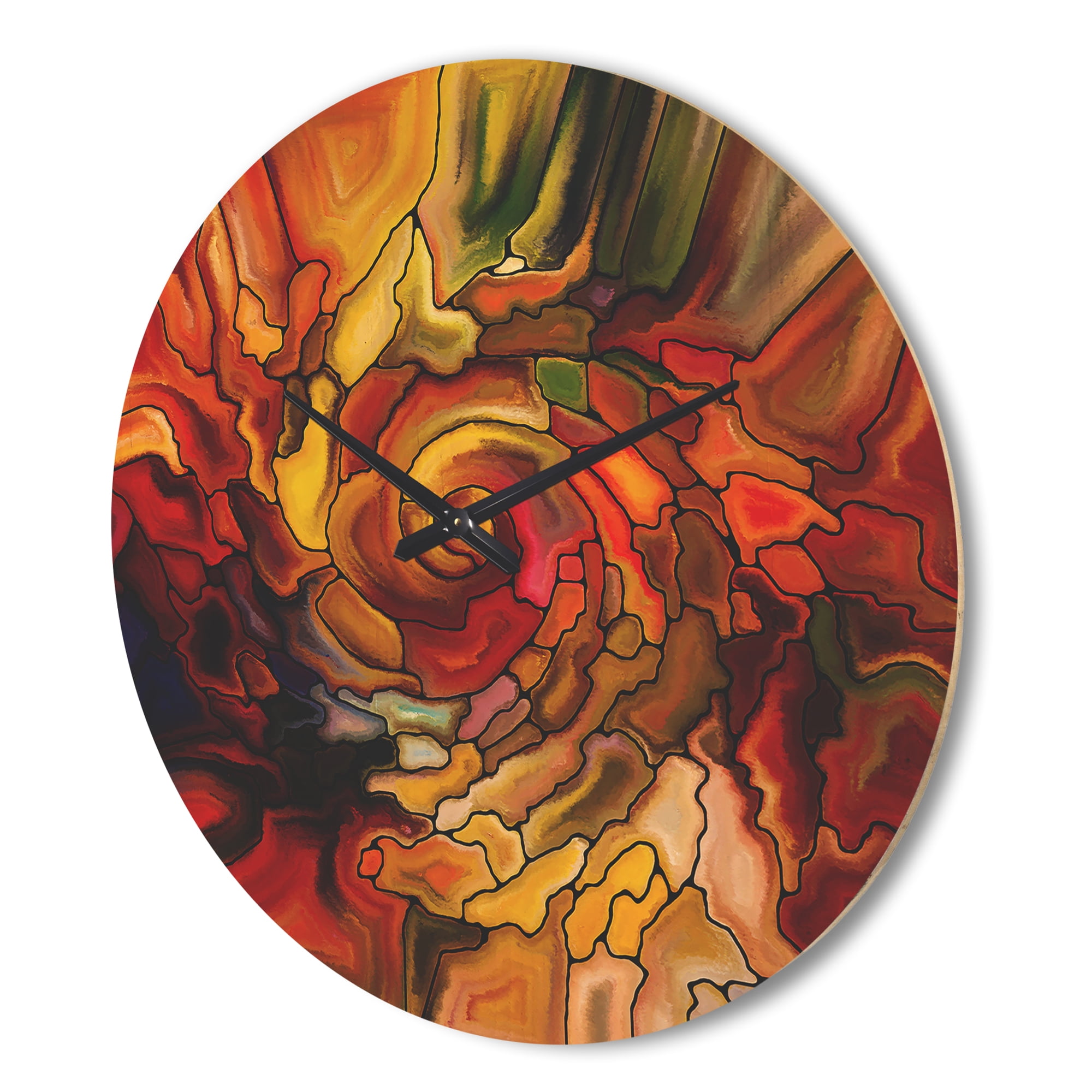 Designart 'Illusions of Rainbow Stained Glass ' Modern Wood Wall Clock