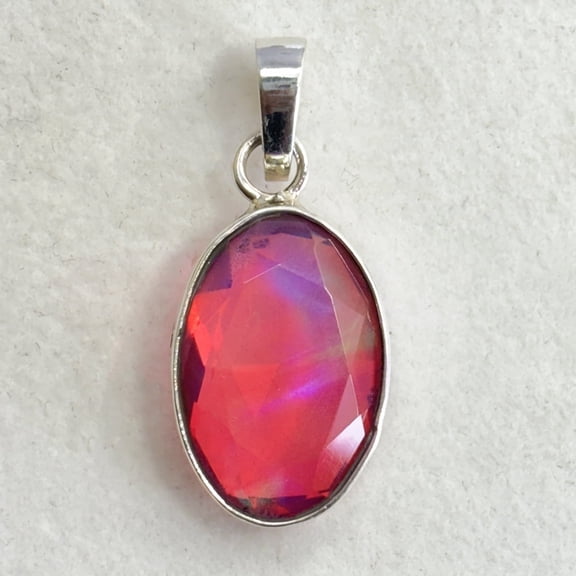 Natural Ammolite 19 Ct CERTIFIED Oval 925 Starling Silver Gems Pendant Jewelry
