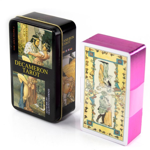 Tarot de bruja diaria en caja de Metal de hojalata, 78 tarjetas, borde dorado, cubierta de guía, medias florecientes, Gato Cccult Del Toro Fivean unisex